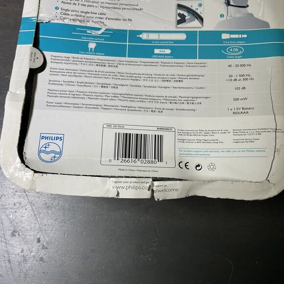 PHILIPS SHN5500 Active Noise Canceling Headphones New Open Box RARE NOB SHN 5500 - Picture 3 of 6